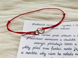 Kabbalah náramek stříbrné dvojité srdce pozlacené růžovým 18K zlatem