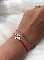 Kabbalah náramek s orgonitem - Hamsa ruka - nerezová ocel