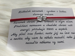 Kabbalah červený náramek, dvojité srdce - stříbro 925/1000