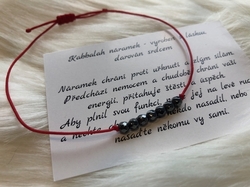 Kabbalah náramek, 7 černých hematitových korálků 
