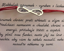 Kabbalah šňůrkový náramek - nekonečno se srdíčky