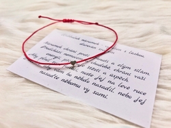 Minimalistický kabbalah náramek  - stříbrné srdce