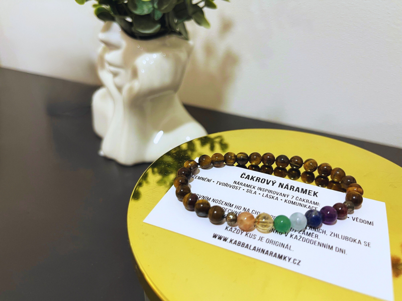 Pánský čakrový náramek Strength – Tygří oko, Pyrit